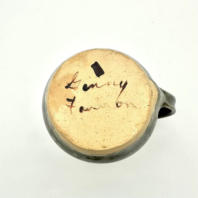 Vintage Studio Pottery Green Stoneware Pitcher Signed For Sale In Houston - Image 6 of 6