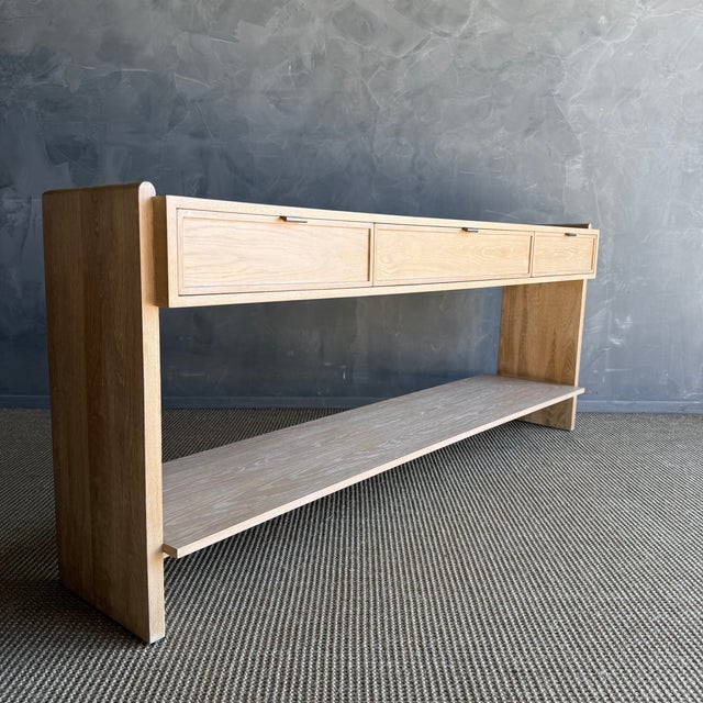 Ayer White Oak Console Table With Drawers and Brass Hardware For Sale - Image 4 of 12