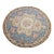 Vintage Round Needlepoint Area Rug, Handwoven Wool, Floral Pattern, Blue & Ivory, 4x4 For Sale