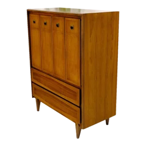 Mid Century American Walnut Gentleman's Chest Dresser w/ Two Doors Compartment
