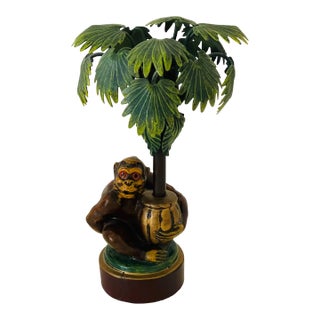 Coastal Bronze Monkey Candlestick For Sale
