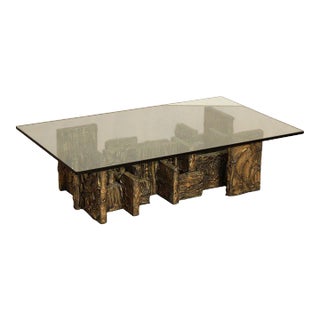 Paul Evans Brutalist Style 'PE 131' Bronzed Coffee Table For Sale