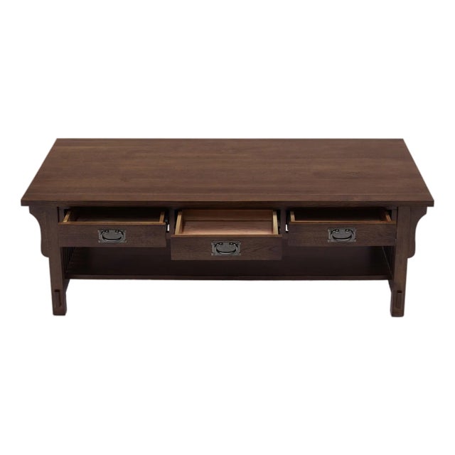 Mission Crofter Style 6 Drawer Coffee Table - Walnut For Sale