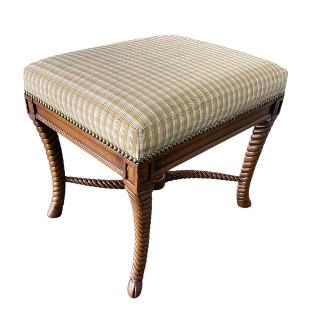 Traditional William Switzer Barley Twist Ottoman With Hooved Feet For Sale - Image 3 of 15