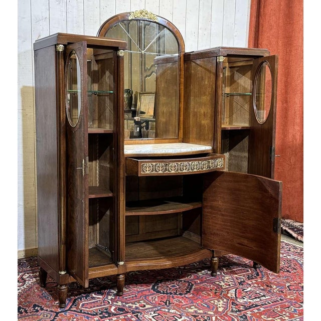 Art Deco Period Sideboard in Mahogany, Oak and Marble Top, 1930s For Sale - Image 17 of 18