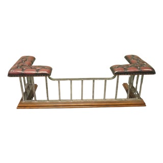 Large Victorian Brass Club Fender in Wood For Sale