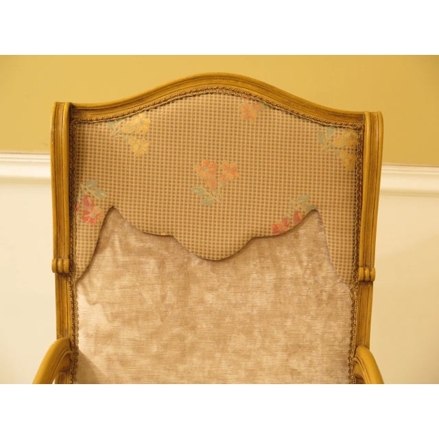 Textile Vintage Mid Century French Style Paint Decorated Arm Chairs- A Pair For Sale - Image 7 of 13