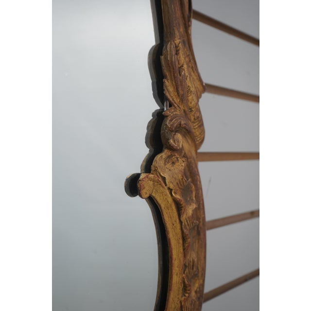 Rococo Rococo Style Gold Gilt Wood Carved Hanging Mirror For Sale - Image 3 of 10