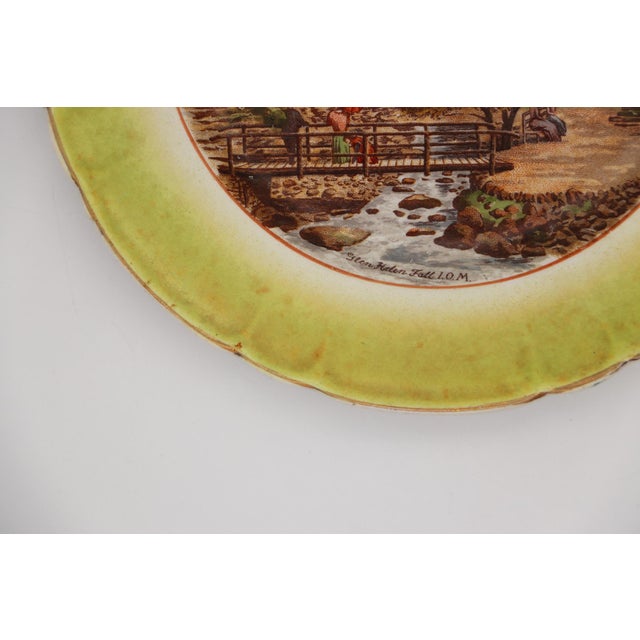 Brown 1900s Glen Helen Fall, Isle of Man Wall Plate, Portuguese Export For Sale - Image 8 of 12