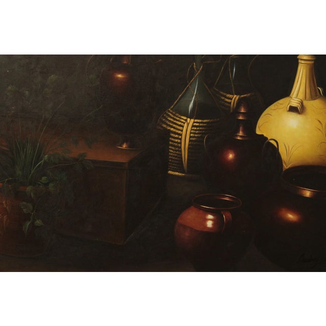 2000 - 2009 Graceful Art Framed Still Life Oil Painting on Canvas For Sale - Image 5 of 13