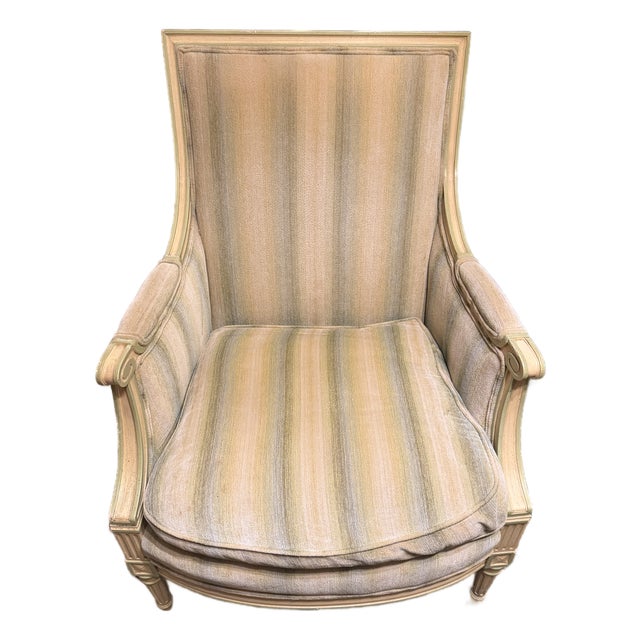 1960s Henredon Schoonbeck Louis XVI Style Down-Filled Bergère Armchair For Sale