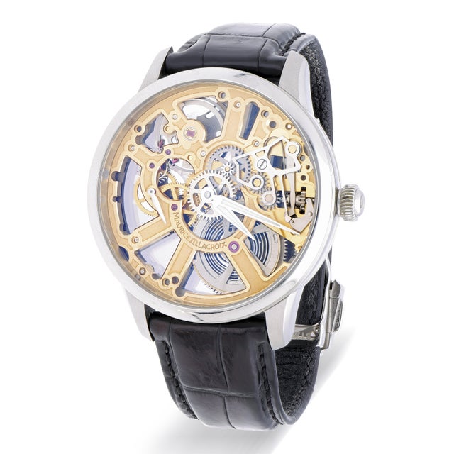 Maurice Lacroix Masterpiece Mp7228 Gold-Tone Skeleton Dial Watch For Sale - Image 10 of 15