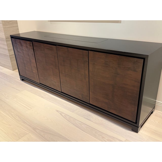 Contemporary Custom Walnut & Bamboo Contemporary Sideboard / Luxury Designer Credenza For Sale - Image 3 of 3