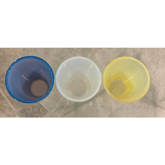 Vintage Effetre Murano Opalescent 8 Oz Glass Tumblers / Murano Drinking Glasses - Set of 3 For Sale In Little Rock - Image 6 of 13