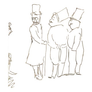 Mino Maccari, The Gentlemen, Drawing on Paper, 1960s For Sale