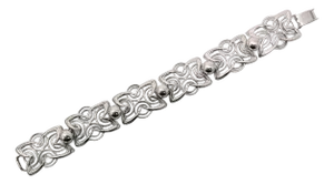Vintage 1950s Signed Napier Modernist Rhodium Plated Openwork Link Bracelet
