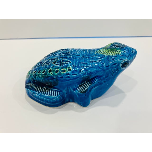 1960s Ceramic Rimini Blue Frog Sculpture Signed Flavia Montelupo Italy For Sale - Image 4 of 4