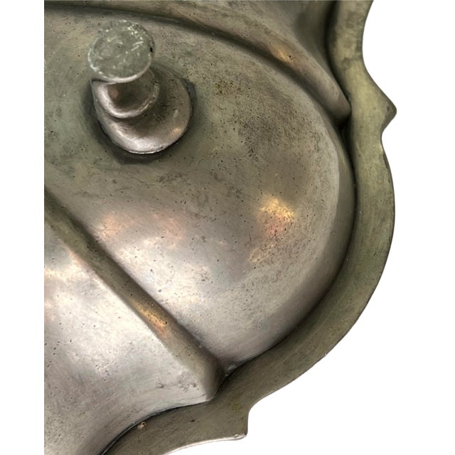 Metal Mid Century Modern Rose International Etain French Pewter Scalloped Lobed Metal Bowl, France For Sale - Image 7 of 13