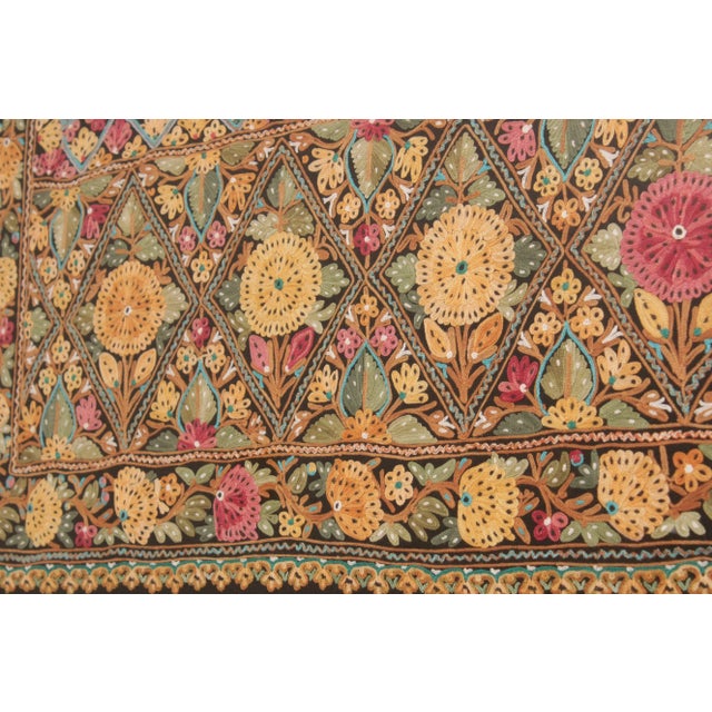 Kashmiri Style Hand Embroidered Crewel Framed Textile For Sale - Image 10 of 12