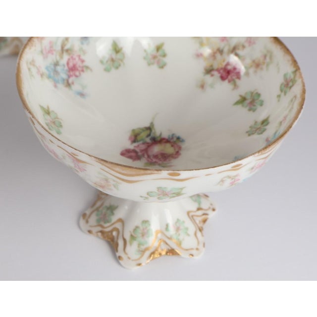 French Country Early 20th Century Haviland Limoges France Hand-Painted Floral Footed Sherbet Dessert Cups - Set of 5 For Sale - Image 3 of 9
