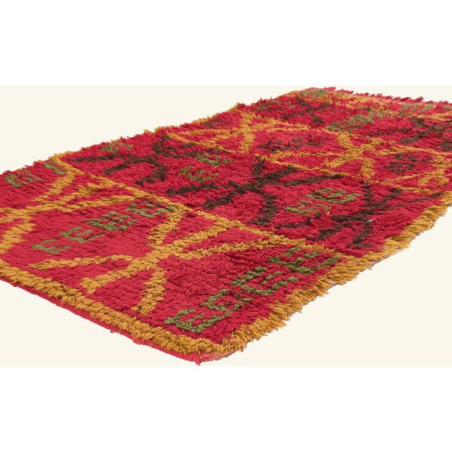 21988 Vintage Boujad Moroccan Rug, 03'07 x 06'04. The Guardian Legacy: A Vintage Moroccan Boujad Masterpiece of Amazigh...