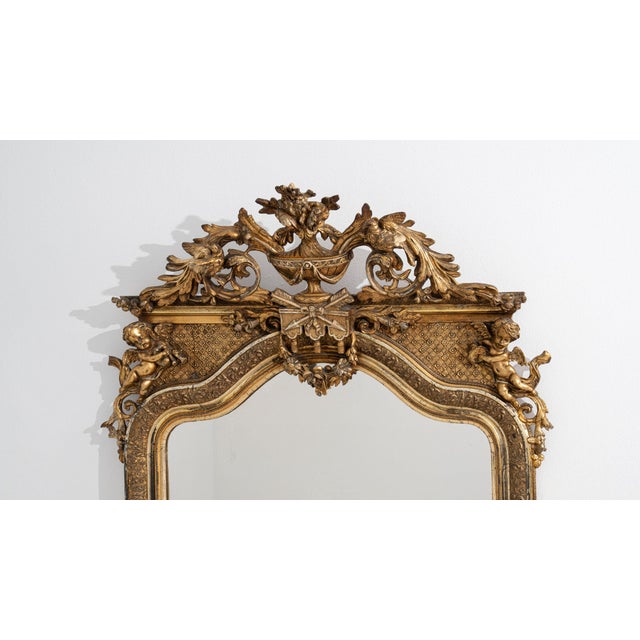19th Century 19th Century France Baroque Gold Wood Full-length & Floor Mirrors For Sale - Image 5 of 10
