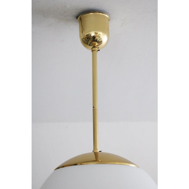 Large Pendant Light in Opal Glass and Brass from Glashütte Limburg, 1980s For Sale - Image 6 of 9
