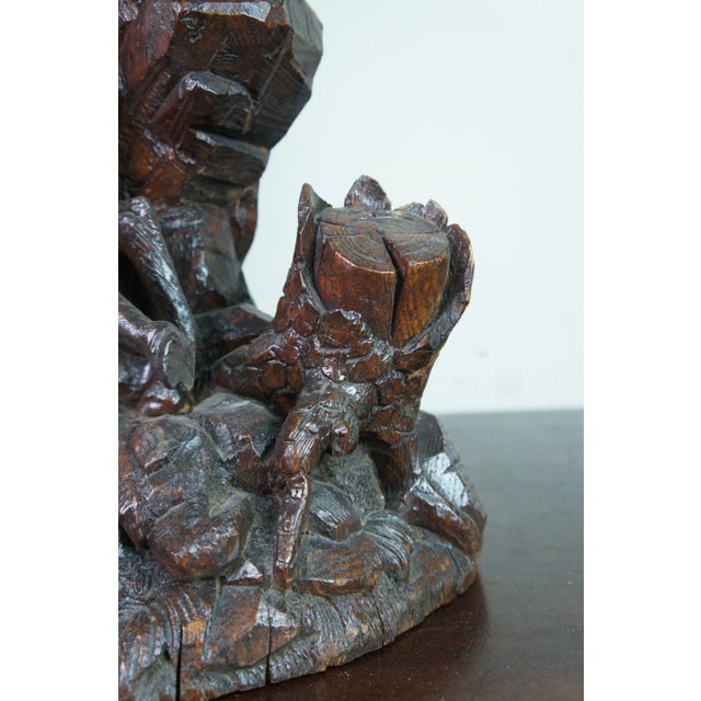 Antique German Black Forest Eagle Chamois Mantel Hunt Clock For Sale - Image 10 of 13