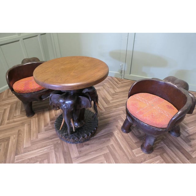 1960s Elephant Chairs and Table, 1960s, Set of 3 For Sale - Image 5 of 15
