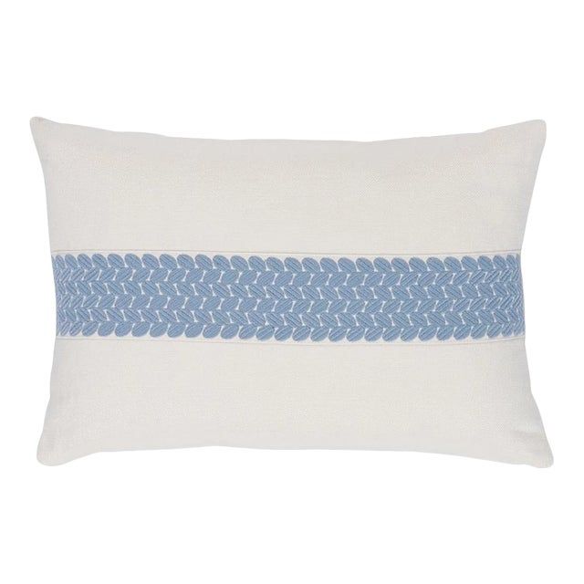 Schumacher Berkeley 20" Lumbar Pillow in Sky For Sale
