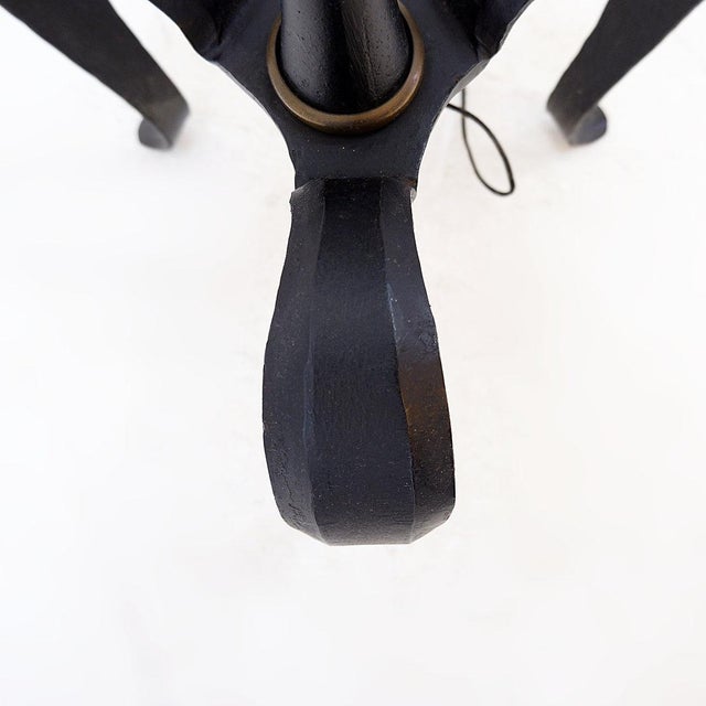 Tripod Floor Lamp in Wrought Iron and Brass with Bamboo-Style Stem For Sale - Image 4 of 16