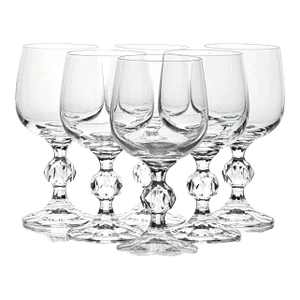 Claudia Crystal Wine Glasses Blown Glass 5.75" H Set of 6 Poland