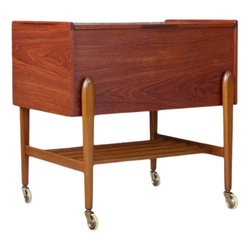 Danish Sewing Cart in Teak with Storage and Insert, 1960s For Sale