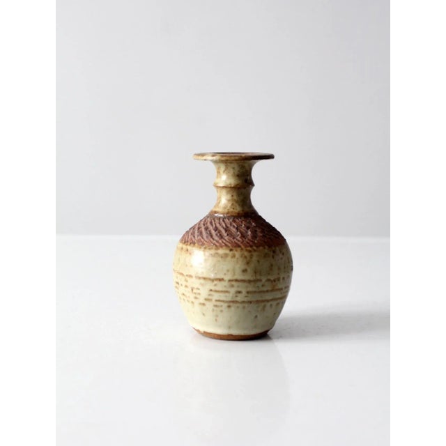 Cream Vintage Studio Pottery Vase For Sale - Image 8 of 8