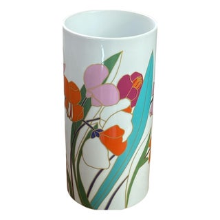 Porcelain Vase with Floral Decoration by Wolf Bauer for Rosenthal, 1970s For Sale