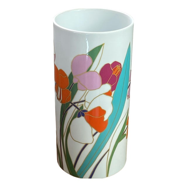 Porcelain Vase with Floral Decoration by Wolf Bauer for Rosenthal, 1970s For Sale