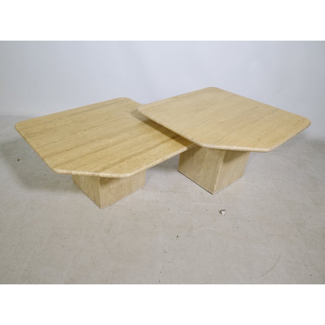 Beige Mid-Century Travertine Nesting Tables, 1970s, Set of 2 For Sale - Image 8 of 12