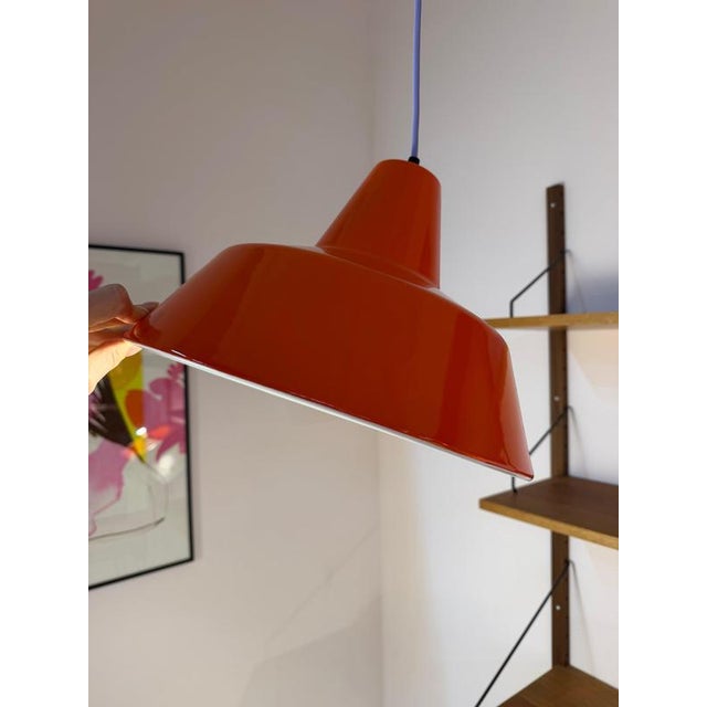 Industrial Hanging Lamp in Orange-Red Enamel by Louis Poulsen For Sale - Image 6 of 11