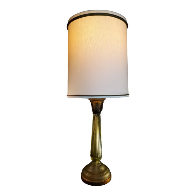 Vintage Mid-Century Modern Seguso for Marbro Corroso Style Celery Glass Table Lamp For Sale