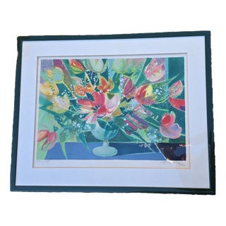 Hilaire Camille, Bouquet of Tulips, 1980, Color Lithograph For Sale