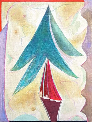 2022 "Evergreen" Contemporary Colorful Abstract Mixed Media Interior Space Painting by Jessica Simorte