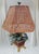 Burgundy Vintage Tole Metal Palm Leaf Faux Bamboo Cache Pot Regency Wicker Shade Table Lamp For Sale - Image 8 of 9
