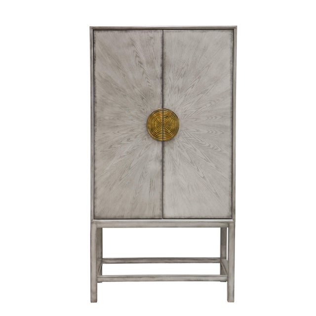 Modern Pasargad Home Oliver Bar Cabinet With Shelves, Drawer and Mirror For Sale - Image 3 of 13