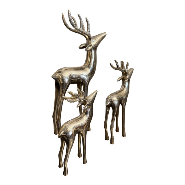 Pewter Sculptural Deer, Set of 3 For Sale