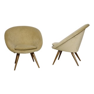 Mid-Century Shell Lounge Chairs in the style of Jean Royère, 1950s, Set of 2 For Sale