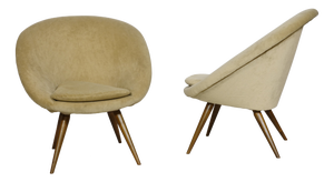 Mid-Century Shell Lounge Chairs in the style of Jean Royère, 1950s, Set of 2
