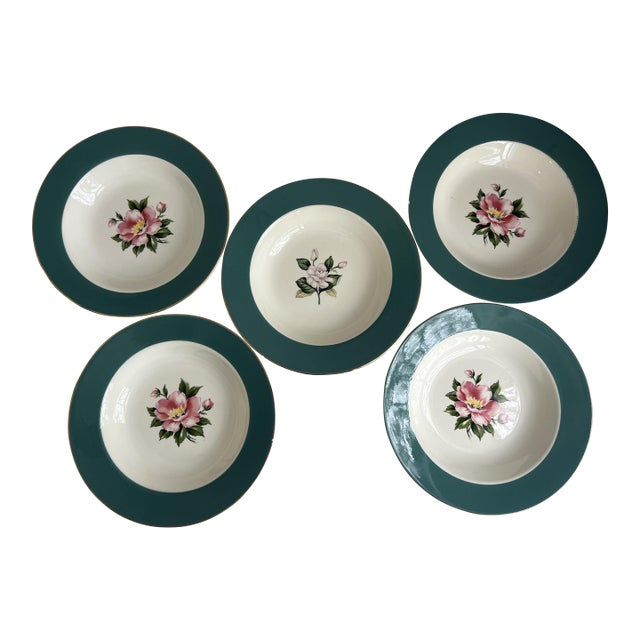 1950s Semi-Vitreous Soup Bowls Made by Century Service Corporation - Set of 5 For Sale