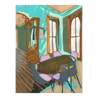 208 West Monument Ave, No. 101 /// House Portrait Watercolor and Acrylic Painting on Panel by Erika Stearly For Sale