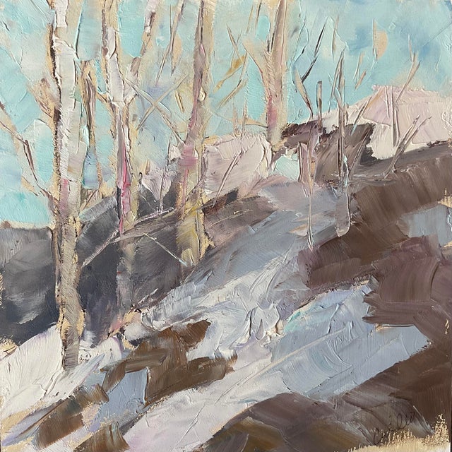 Snow Painting Oil Plein Air For Sale