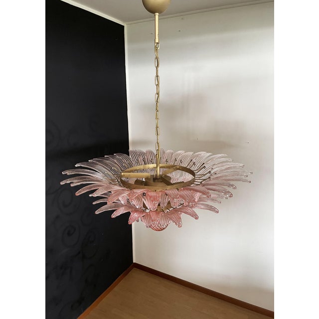 Murano Chandelier with Pink Palmette Glasses, 1990s For Sale - Image 12 of 18